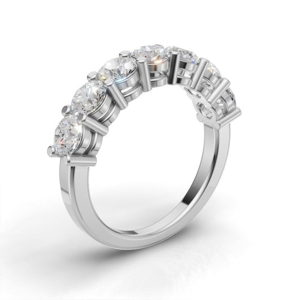 Half Eternity Basket 4mm lab grown diamond wedding band, 18K white gold - ne