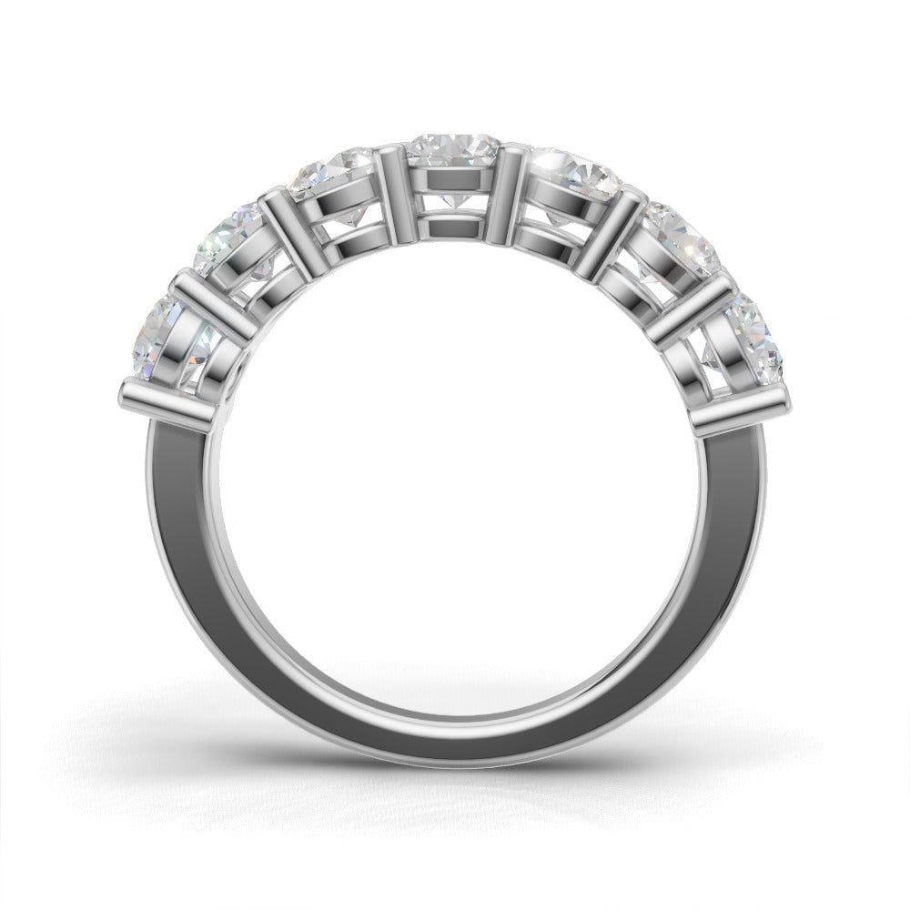 Half Eternity Basket 4mm lab grown diamond wedding band, 18K white gold - see through
