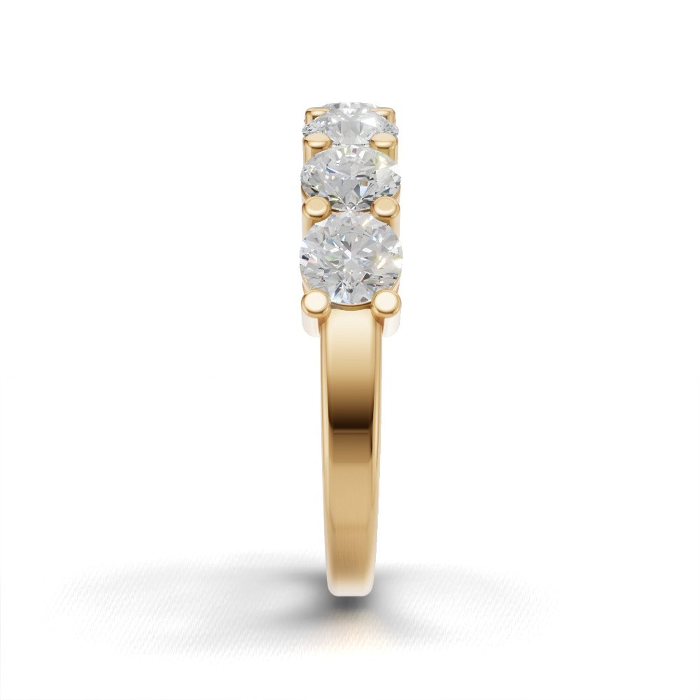 Half Eternity Basket 4mm lab grown diamond wedding band, 18K yellow gold - side view