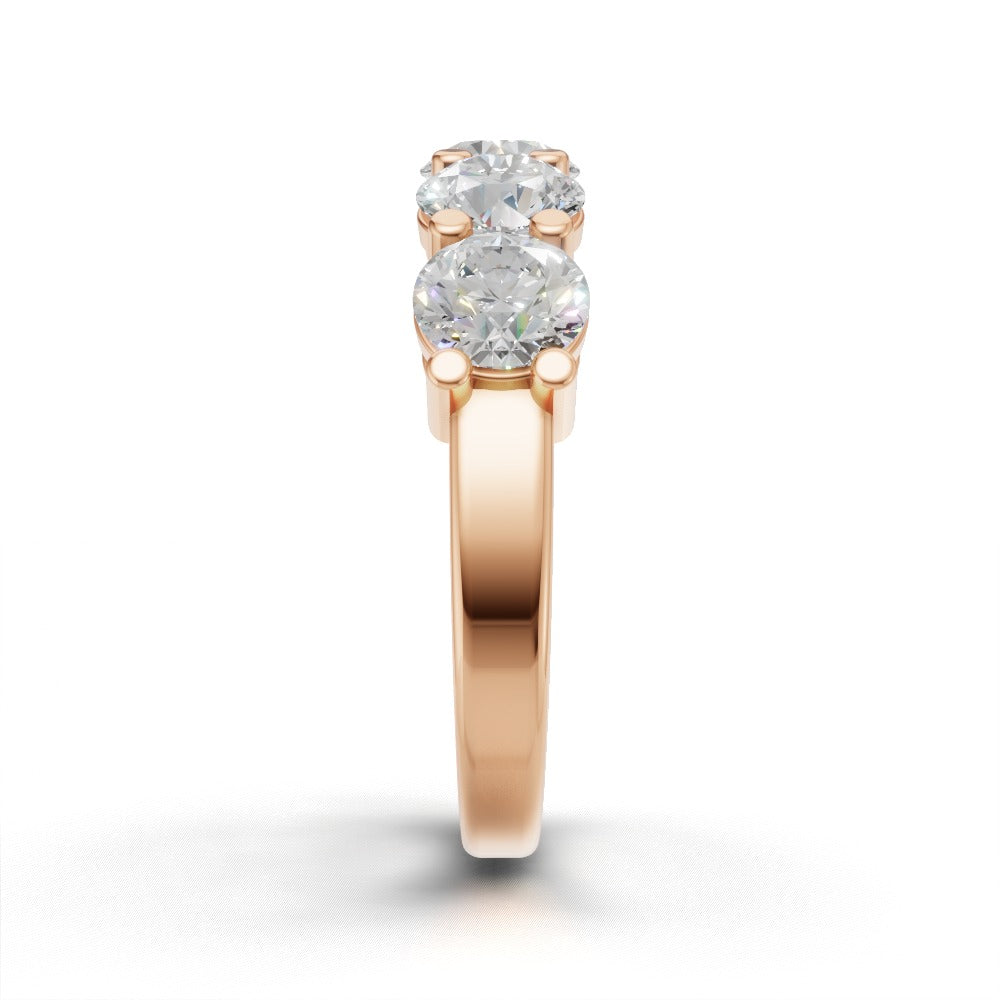 Half Eternity Basket 5mm lab grown diamond wedding band, 18K rose gold - side view