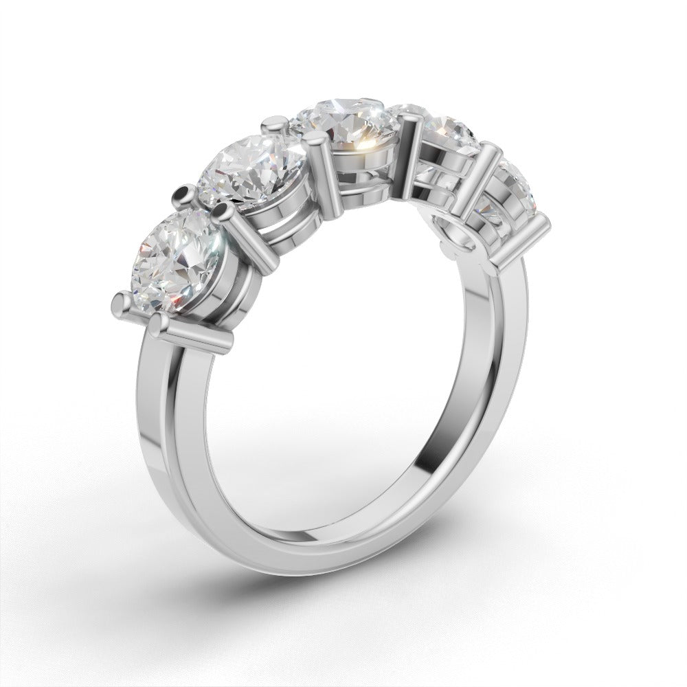 Half Eternity Basket 5mm lab grown diamond wedding band, 18K white gold - ne