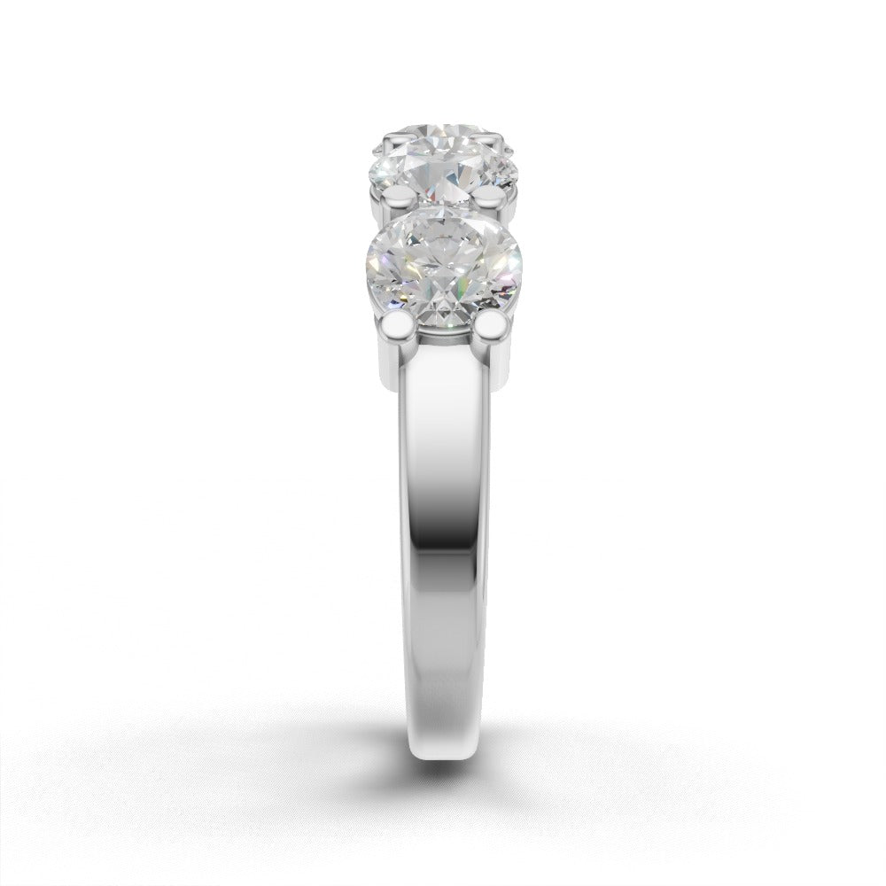 Half Eternity Basket 5mm lab grown diamond wedding band, 18K white gold - side view