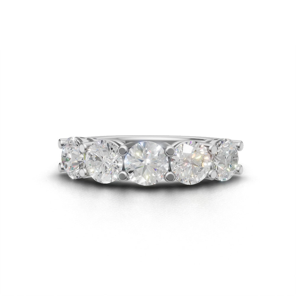 Half Eternity Basket 5mm lab grown diamond wedding band, 18K white gold - view 4