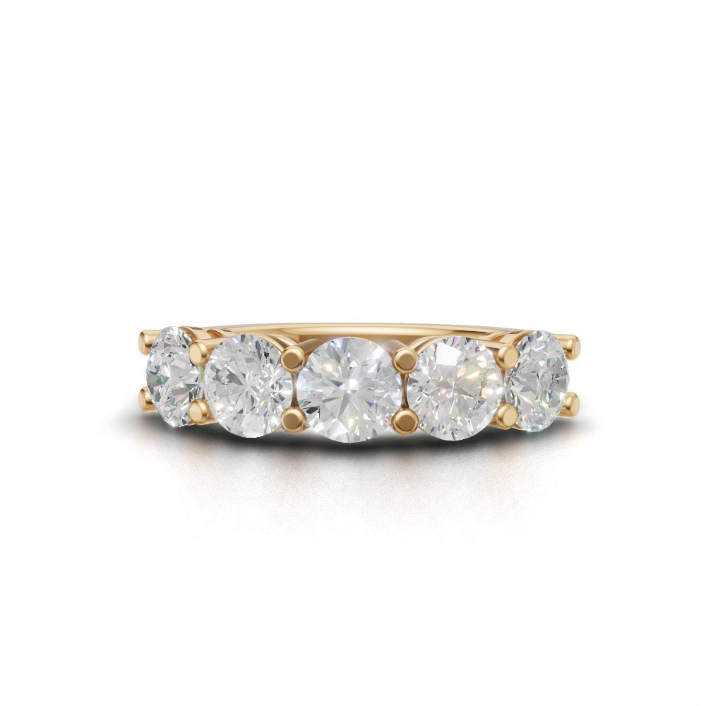 Half Eternity Basket 5mm lab grown diamond wedding band, 18K yellow gold - view 4