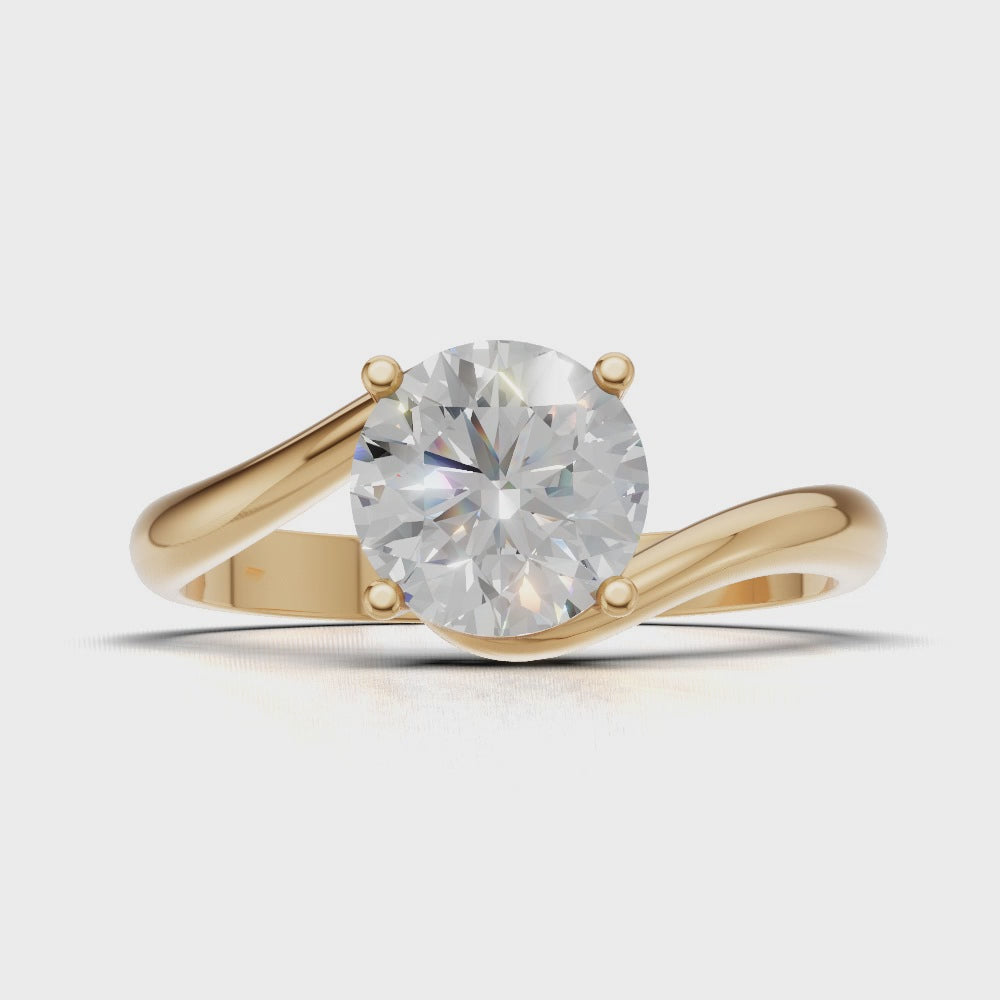 Incrocio, 1ct round lab grown diamond engagement ring, Bypass, 18K yellow gold - turning