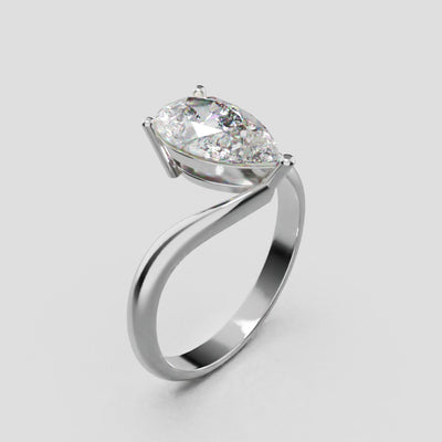Spirale, 1.5ct pear lab grown diamond engagement ring, Bypass, 18K white gold - turning
