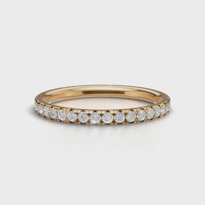 Full Eternity Pave 1.5mm lab grown diamond wedding band, 18K yellow gold - turning