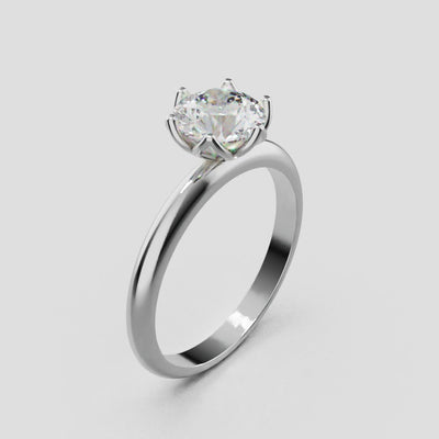 Fiorita, 1ct round lab grown diamond engagement ring, Petal Visible, 18K white gold - turning