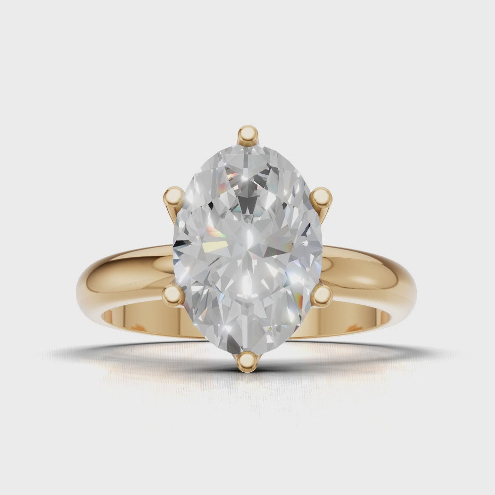 Calice, 2ct oval lab grown diamond engagement ring, Petal Set, 18K yellow gold - turning