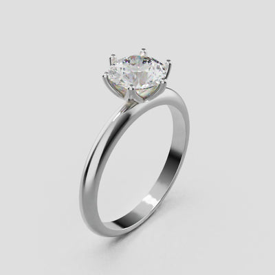 Bocciolo, 1ct round lab grown diamond engagement ring, Petal Invisible, 18K white gold - turning