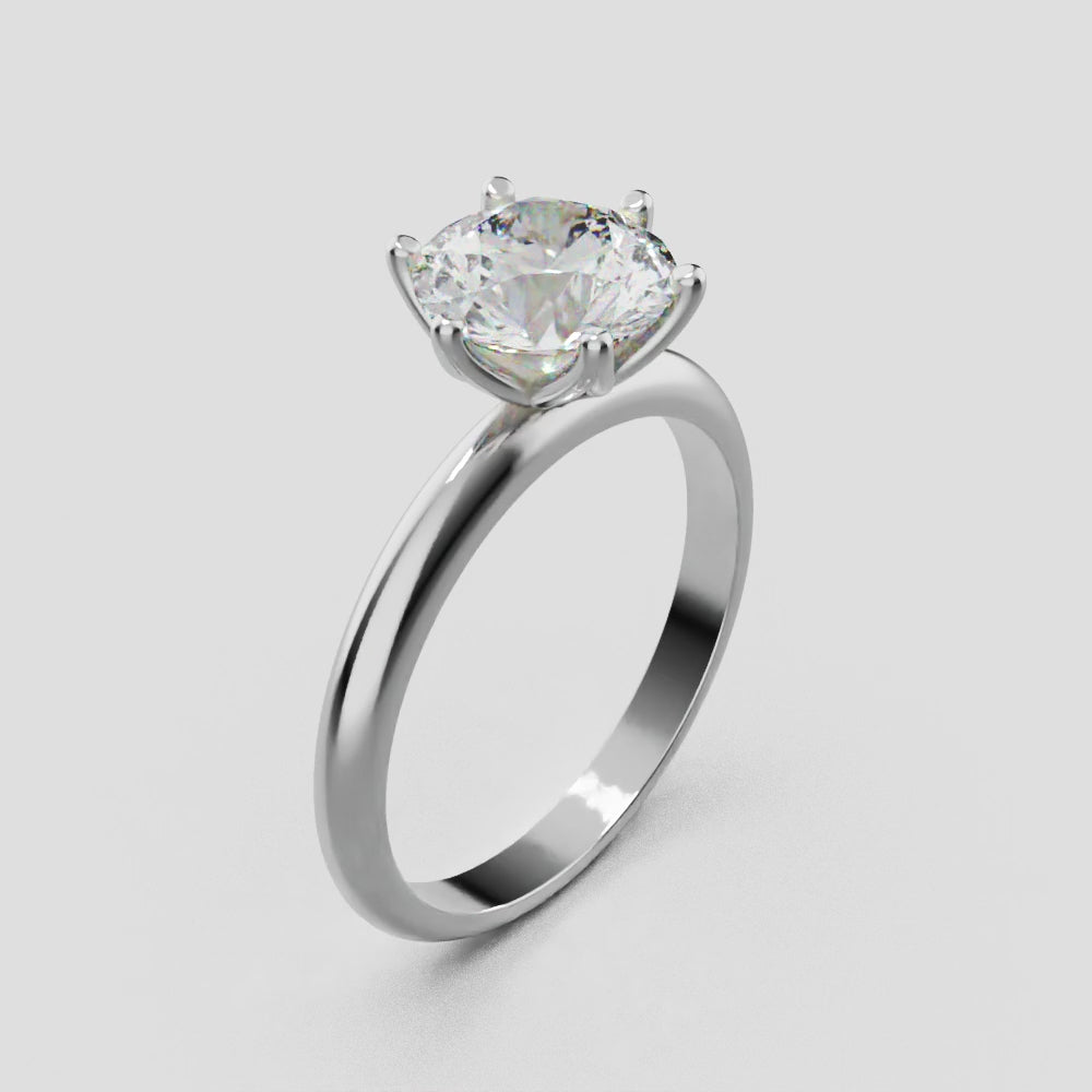 Germoglio, 1.5ct round lab grown diamond engagement ring, Hidden Petal Set, Fixed Width, 18K white gold - turning