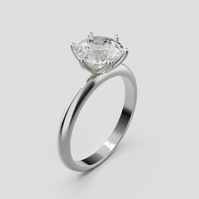 Germoglio, 1.5ct round lab grown diamond engagement ring, Hidden Petal Set, Fixed Width, 18K white gold - turning