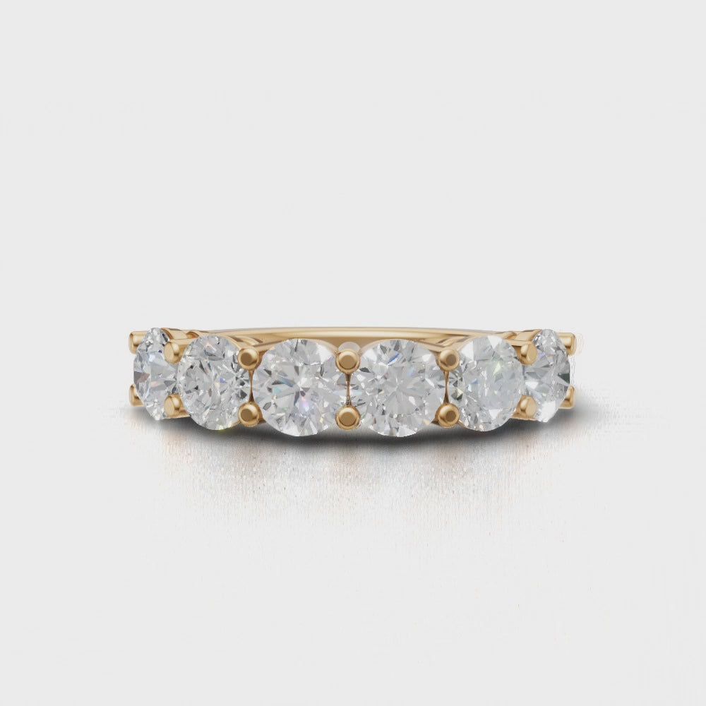 Half Eternity Basket 4.5mm lab grown diamond wedding band, 18K yellow gold - turning