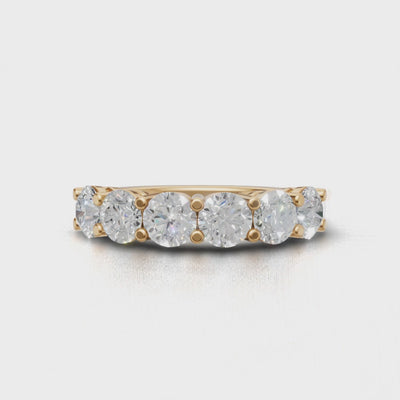 Half Eternity Basket 4.5mm lab grown diamond wedding band, 18K yellow gold - turning