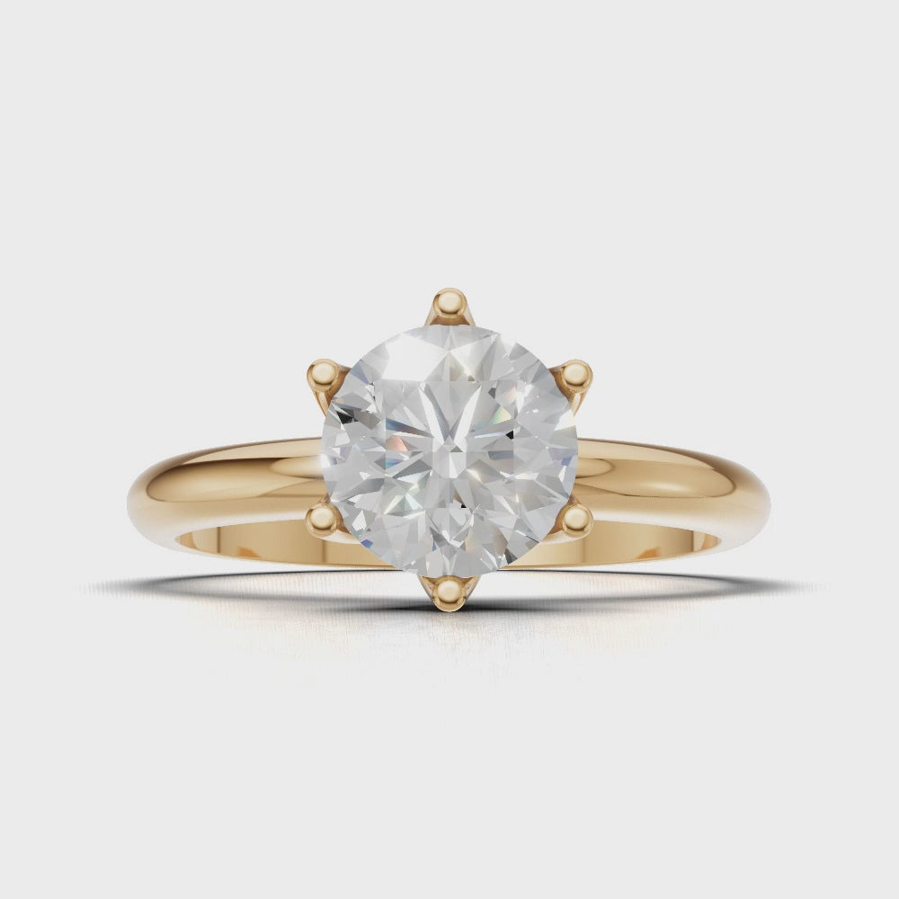 Bocciolo, 1ct round lab grown diamond engagement ring, Petal Invisible, 18K yellow gold - turning