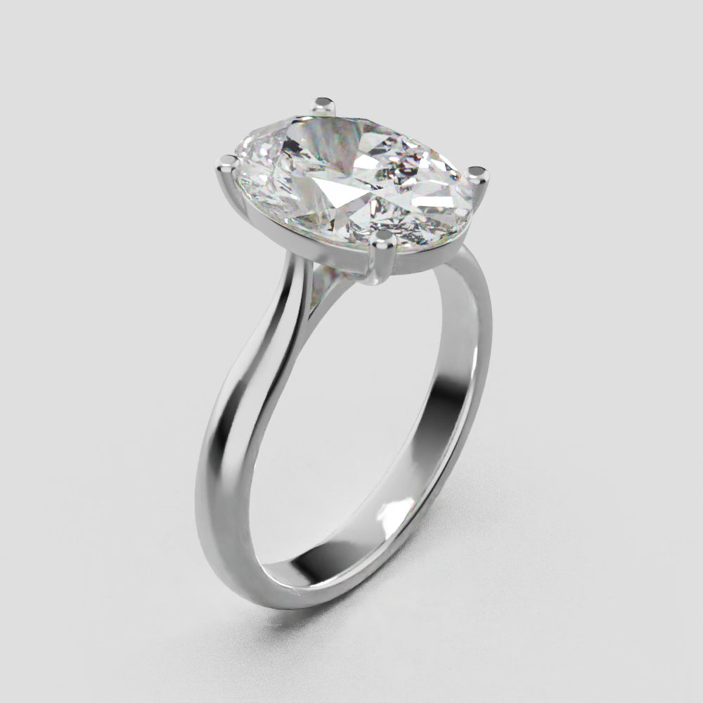 Abside, 3ct oval lab grown diamond engagement ring, Cathedral Plain Gallery, 18K white gold - turning