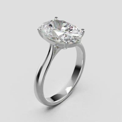 Abside, 3ct oval lab grown diamond engagement ring, Cathedral Plain Gallery, 18K white gold - turning