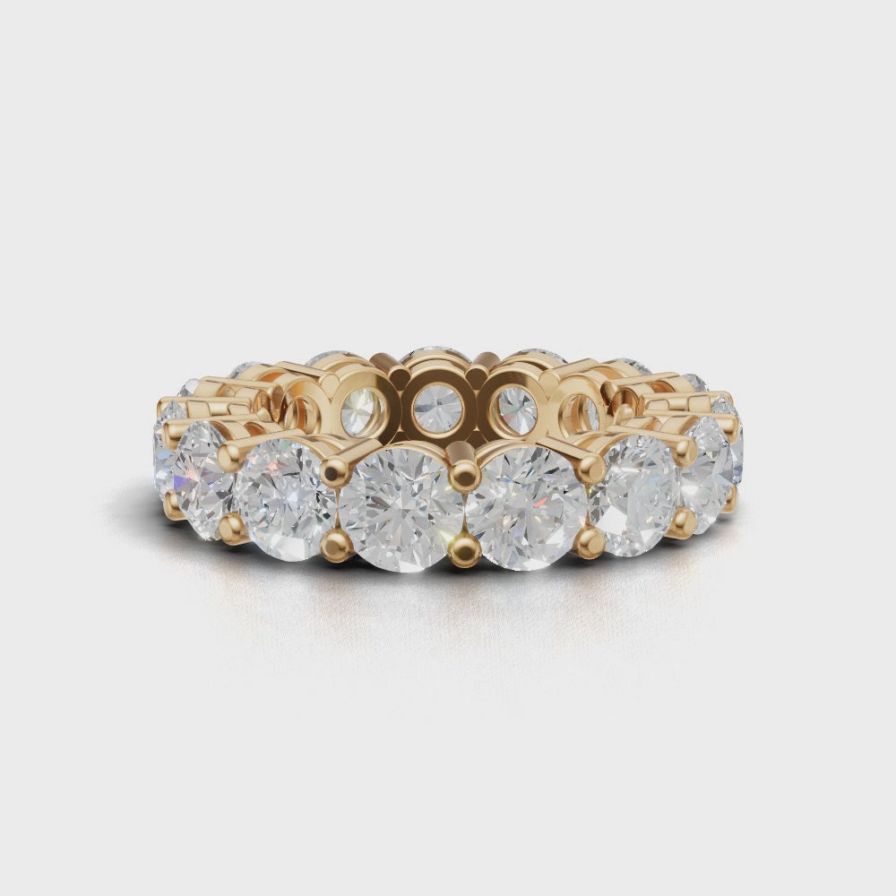 Full Eternity Basket 4.7mm lab grown diamond wedding band, 18K yellow gold - turning