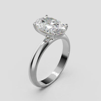 Candore, 2ct oval lab grown diamond engagement ring, Plain Sides, Plain Gallery, 18K white gold - turning