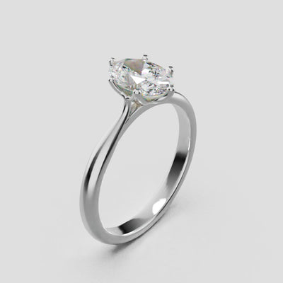 Ninfea, 1ct oval lab grown diamond engagement ring, Petal Cathedral, 18K white gold - turning
