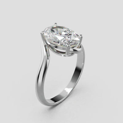 Meandro, 2ct oval lab grown diamond engagement ring, Bypass, 18K white gold - turning