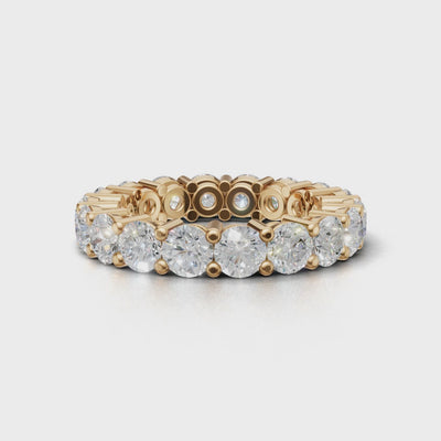 Full Eternity Basket 3.8mm lab grown diamond wedding band, 18K yellow gold - turning