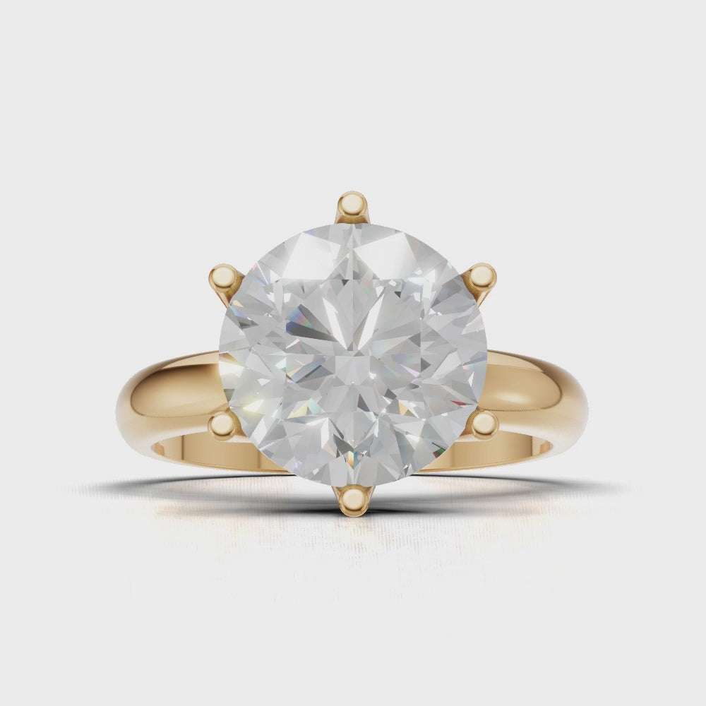 Bocciolo, 3ct round lab grown diamond engagement ring, Petal Invisible, 18K yellow gold - turning
