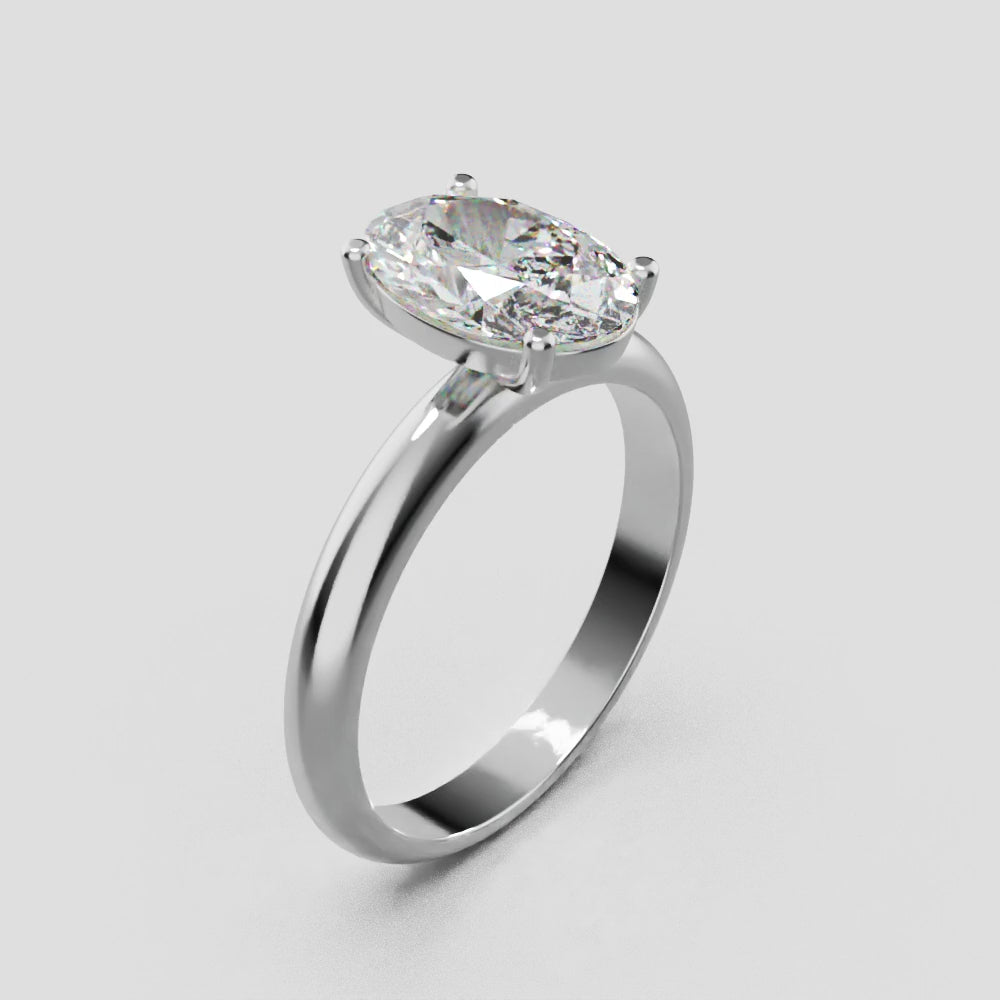 Candore, 1.5ct oval lab grown diamond engagement ring, Plain Sides, Plain Gallery, 18K white gold - turning