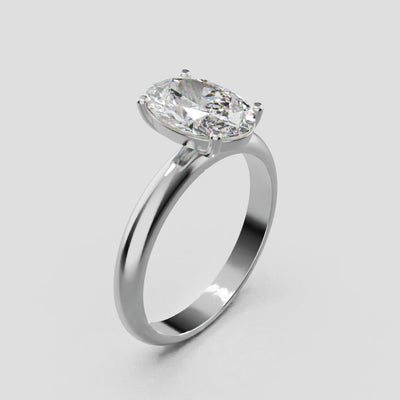 Candore, 1.5ct oval lab grown diamond engagement ring, Plain Sides, Plain Gallery, 18K white gold - turning