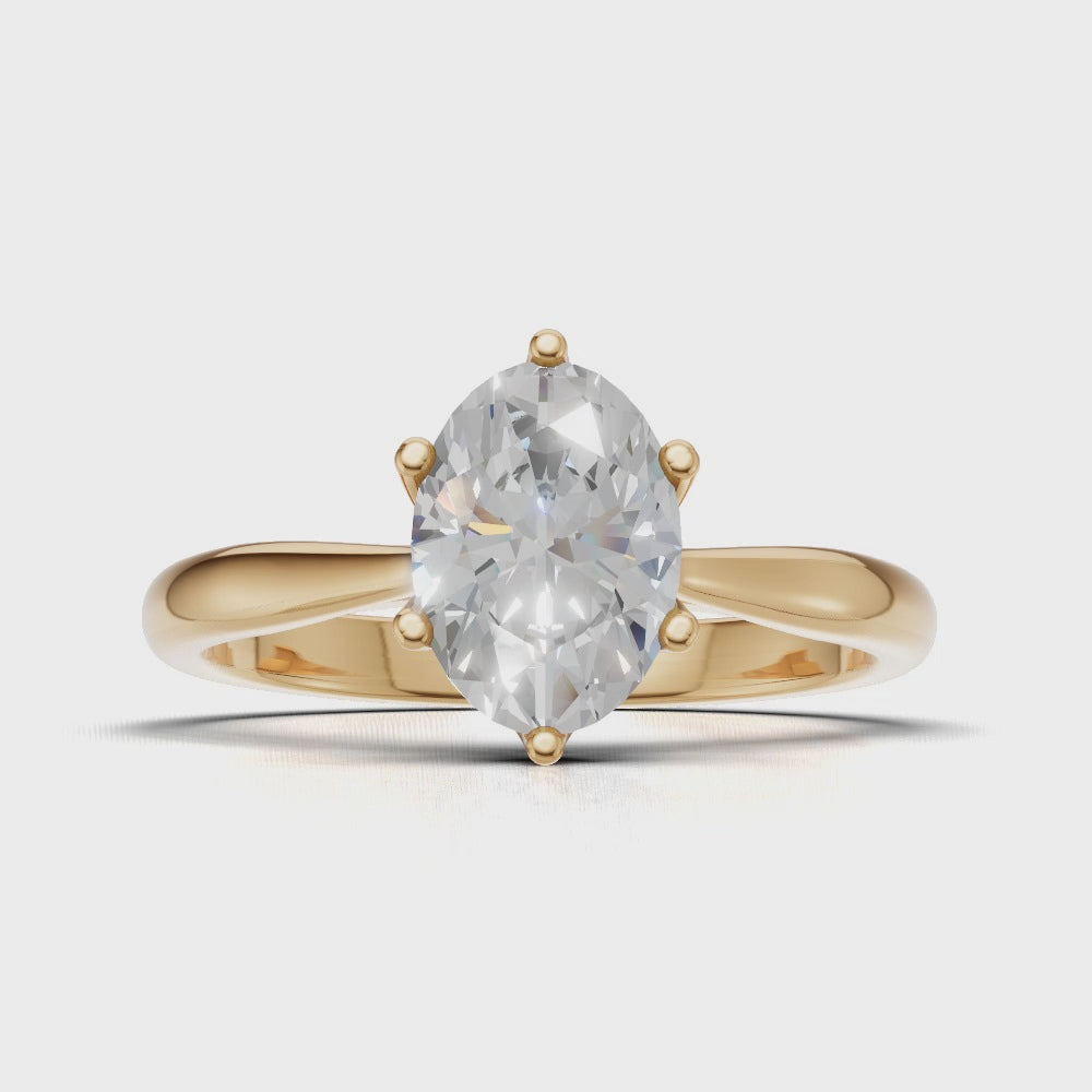 Ninfea, 1ct oval lab grown diamond engagement ring, Petal Cathedral, 18K yellow gold - turning
