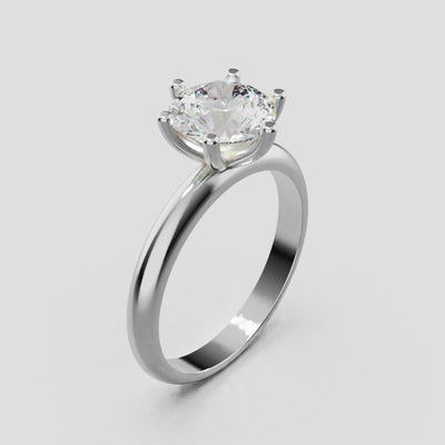 Sei Stelle, 1.5ct round lab grown diamond engagement ring, Plain Sides, 6 Prongs, 18K white gold - turning