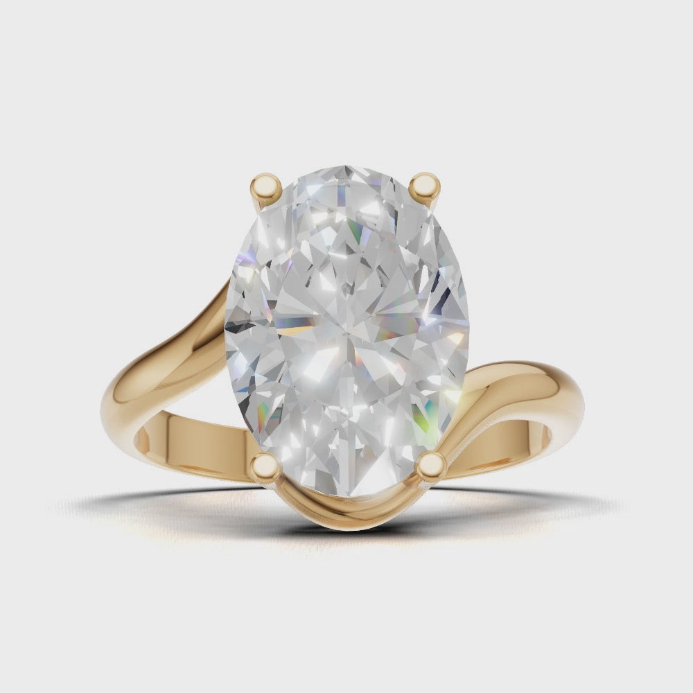 Meandro, 3ct oval lab grown diamond engagement ring, Bypass, 18K yellow gold - turning