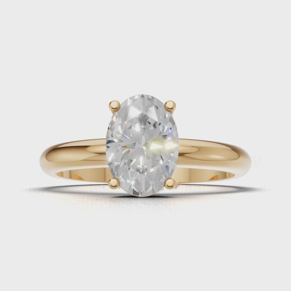 Candore, 1ct oval lab grown diamond engagement ring, Plain Sides, Plain Gallery, 18K yellow gold - turning