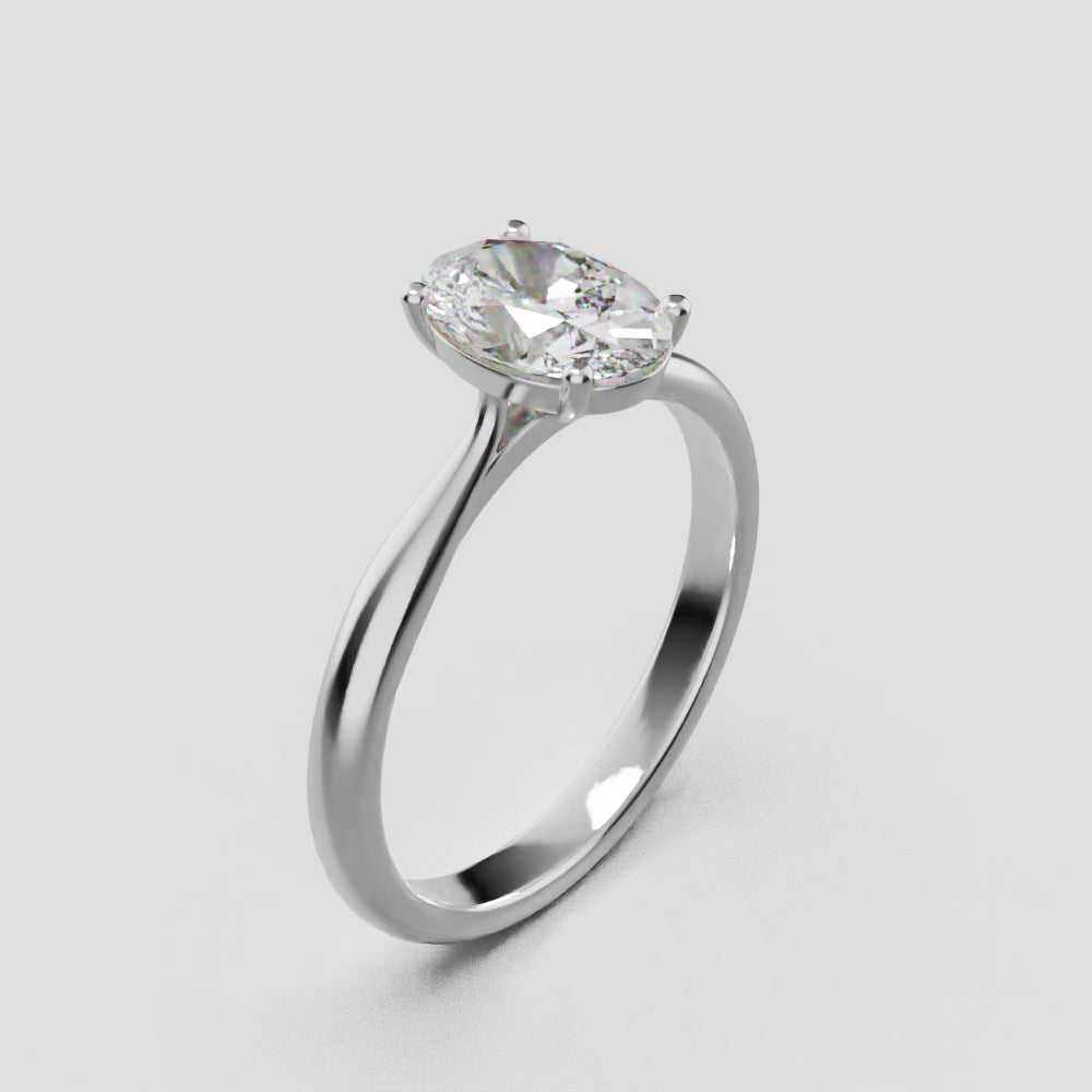 Abside, 1ct oval lab grown diamond engagement ring, Cathedral Plain Gallery, 18K white gold - turning