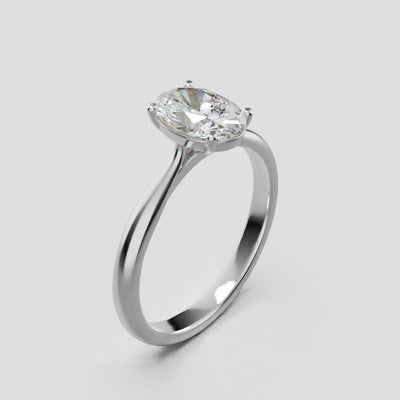 Abside, 1ct oval lab grown diamond engagement ring, Cathedral Plain Gallery, 18K white gold - turning