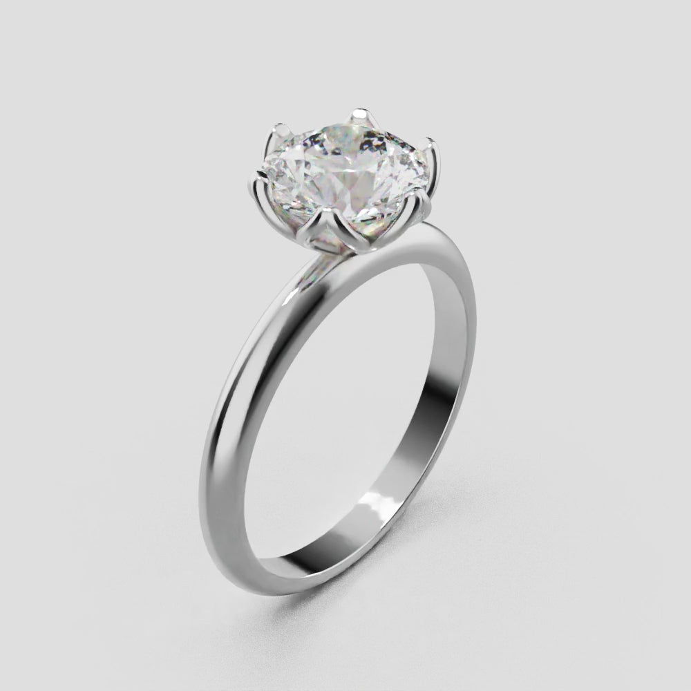 Fiorita, 1.5ct round lab grown diamond engagement ring, Petal Visible, 18K white gold - turning