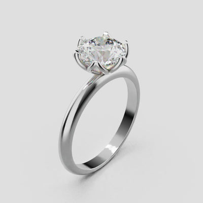 Fiorita, 1.5ct round lab grown diamond engagement ring, Petal Visible, 18K white gold - turning