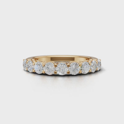 Half Eternity Basket 3.2mm lab grown diamond wedding band, 18K yellow gold - turning
