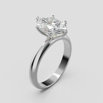 Sestante, 2ct oval lab grown diamond engagement ring, Plain Sides, 6 Prongs, 18K white gold - turning