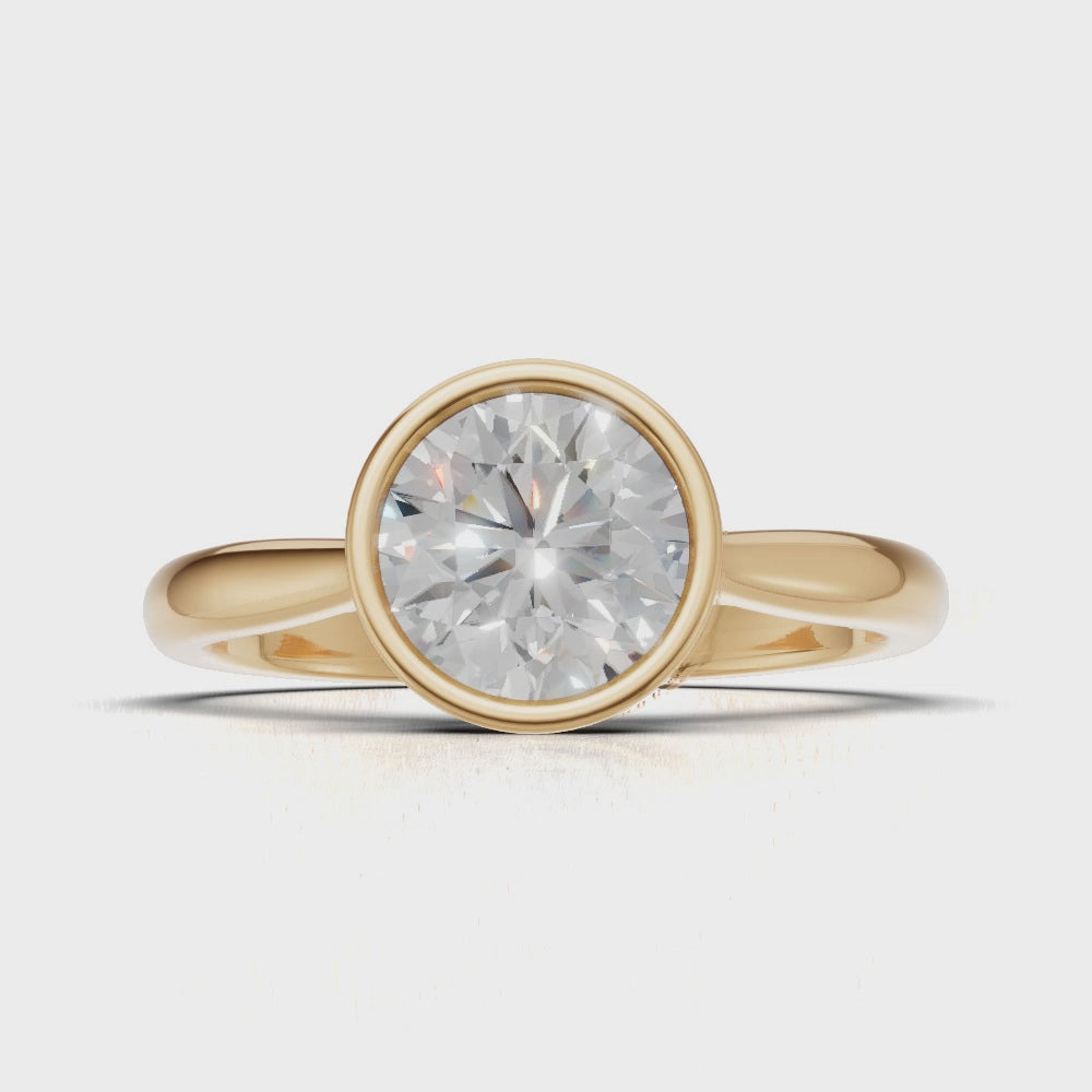 Cerchia, 1ct round lab grown diamond engagement ring, Bezel Cathedral, 18K yellow gold - turning