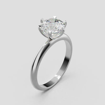 Retta, 1.5ct round lab grown diamond engagement ring, Plain Sides, 6 Prongs, Fixed Width, 18K white gold - turning