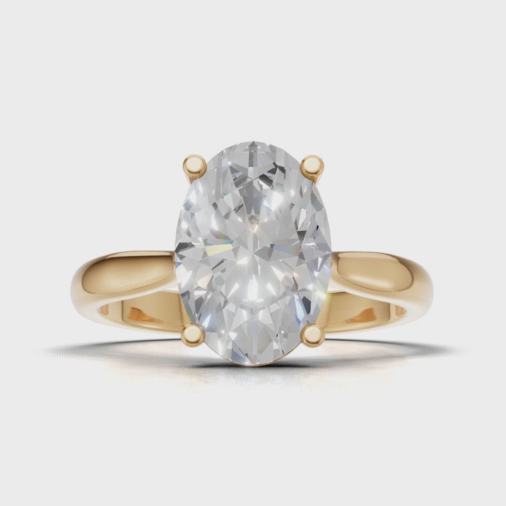 Abside, 2ct oval lab grown diamond engagement ring, Cathedral Plain Gallery, 18K yellow gold - turning