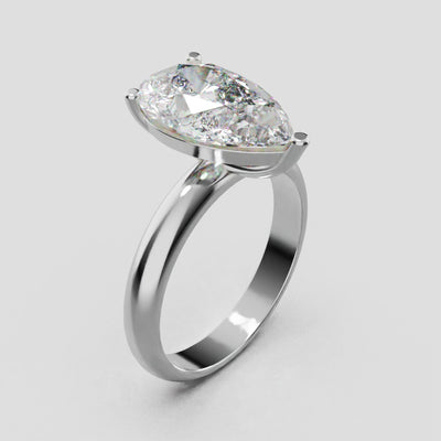 Sobria, 3ct pear lab grown diamond engagement ring, Plain Gallery, 18K white gold - turning