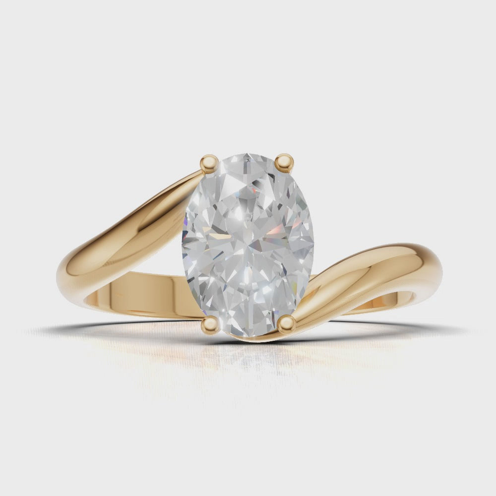 Meandro, 1ct oval lab grown diamond engagement ring, Bypass, 18K yellow gold - turning