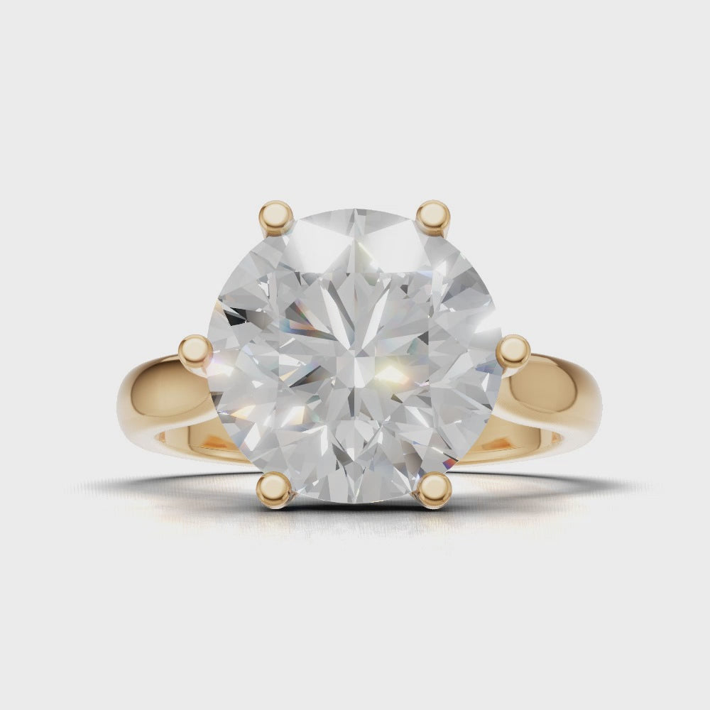 Corolla, 3ct round lab grown diamond engagement ring, Petal Cathedral, 18K yellow gold - turning