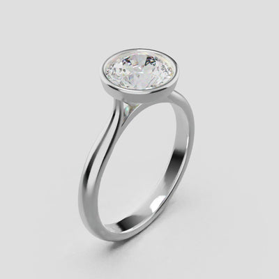 Cerchia, 1.5ct round lab grown diamond engagement ring, Bezel Cathedral, 18K white gold - turning