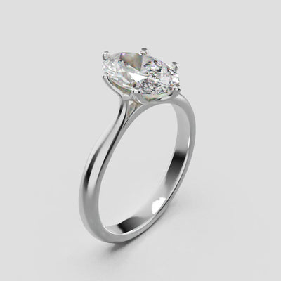 Ninfea, 1.5ct oval lab grown diamond engagement ring, Petal Cathedral, 18K white gold - turning