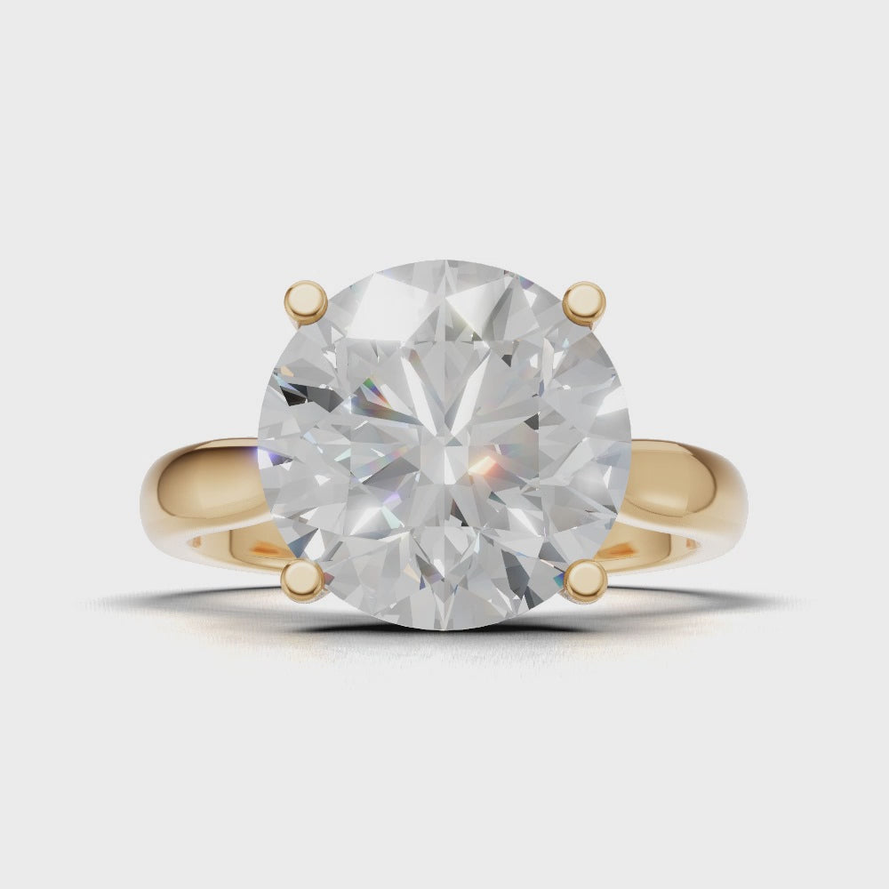 Navata, 3ct round lab grown diamond engagement ring, Cathedral Plain Sides, 18K yellow gold - turning
