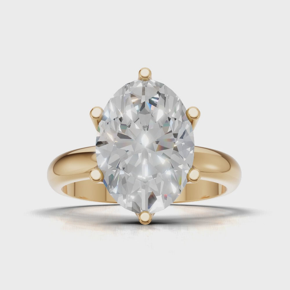 Calice, 3ct oval lab grown diamond engagement ring, Petal Set, 18K yellow gold - turning