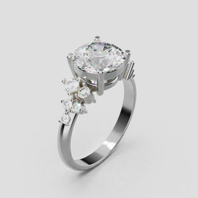 Grappolo, 2ct round lab grown diamond engagement ring, Cluster, 18K white gold - turning